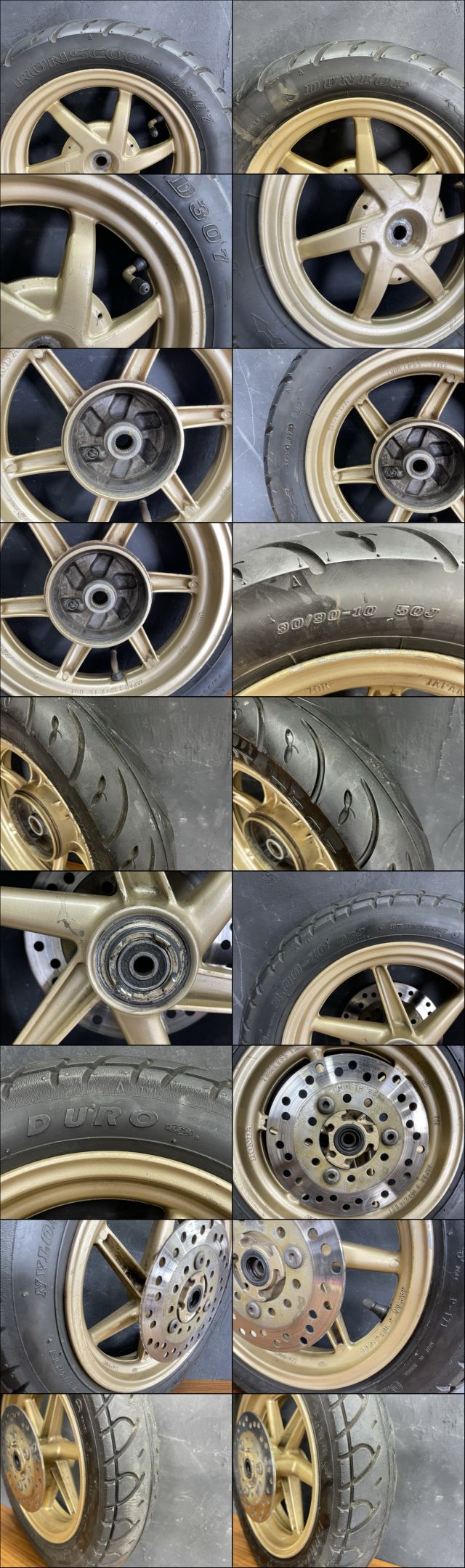 HONDA ライブディオZX 金ホイール 前後セット ダンロップ タイヤ付き